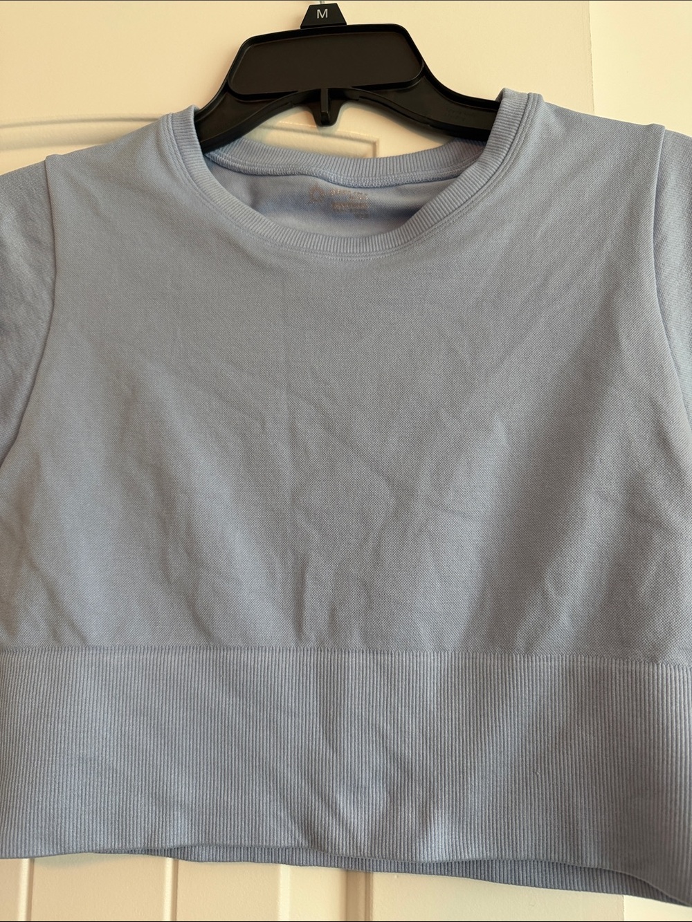 aerie Light Blue Short Sleeve Crop Top - Picture 2 of 4